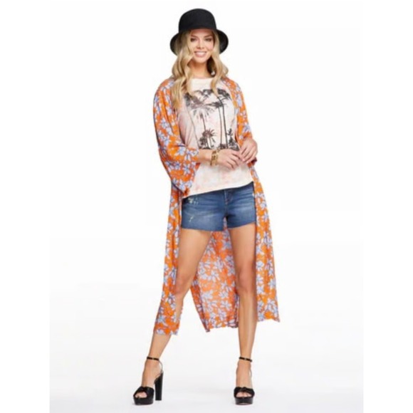 Jessica Simpson Blakely Duster Floral‎ Print Lightweight Cover Up Sz XL - Picture 1 of 4